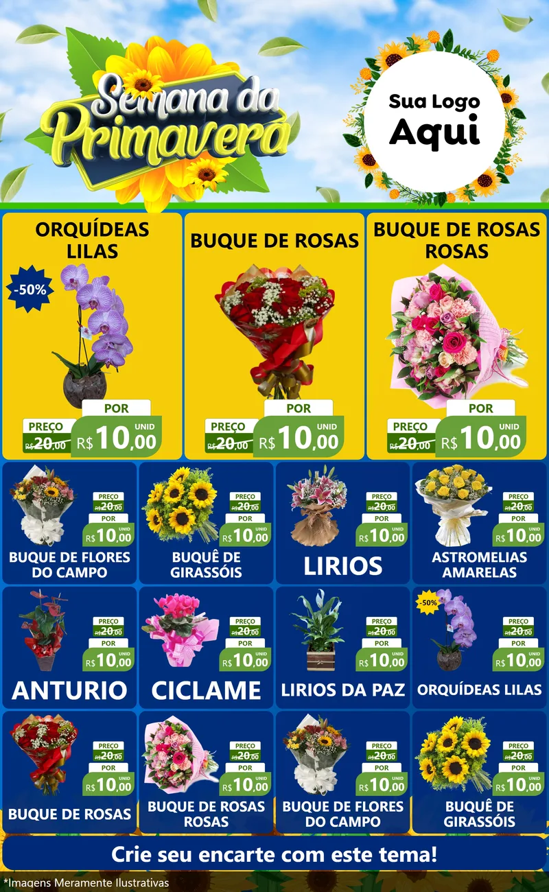 Modelo de Encarte para Encarte Grande com o tema Semana da Primavera para Floricultura e jardim