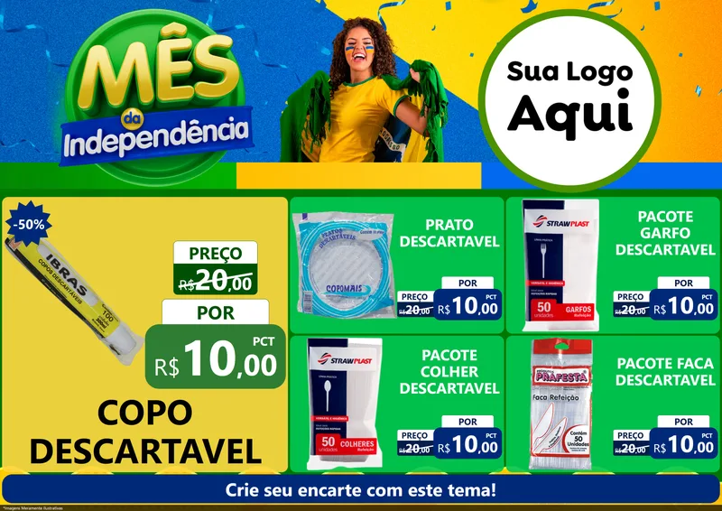 Modelo de Encarte para Encarte A4 Horizontal com o tema Mês da Independência para Embalagens
