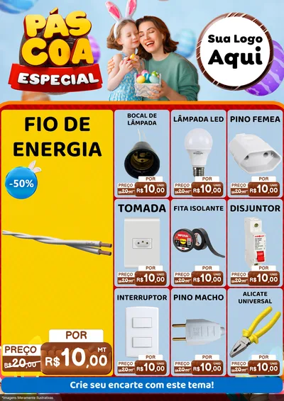 Modelo de Encarte para Encarte A4 Vertical com o tema Páscoa Especial para Materiais Elétricos