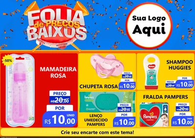 Modelo de Encarte para Encarte A4 Horizontal com o tema Folia de Preços Baixos para Bebês