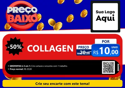 Modelo de Cartaz para Cartaz A4 Horizontal com o tema Preço Baixo para Suplementos alimentares