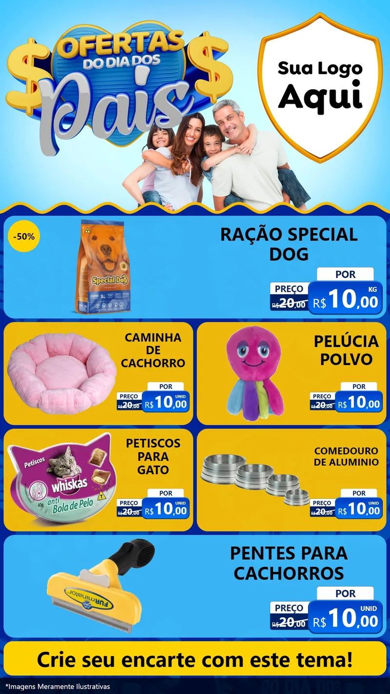 Modelo de TV para TV Vertical com o tema Ofertas do Dia dos Pais para Pet Shop