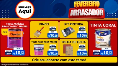Modelo de TV para TV Horizontal com o tema Fevereiro Arrasador para Tintas e Ferramentas