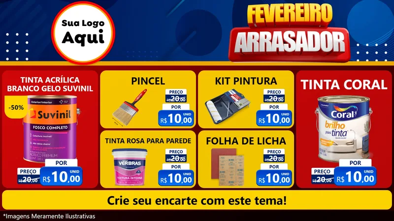 Modelo de TV para TV Horizontal com o tema Fevereiro Arrasador para Tintas e Ferramentas