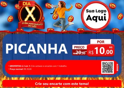 Modelo de Cartaz para Cartaz A4 Horizontal com o tema Dia X - O Dia Mais Barato Do Mês para Açougue