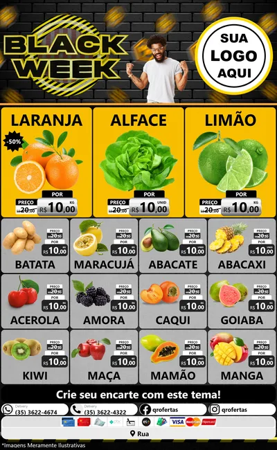 Modelo de Encarte para Encarte Grande com o tema Black Week para Hortifrúti