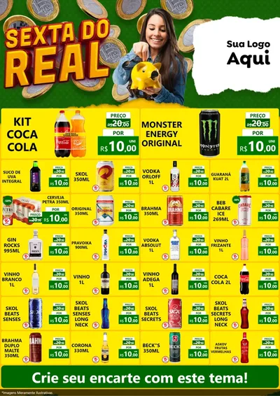 Modelo de Encarte para Encarte A4 Vertical com o tema Sexta do Real para Distribuidora de bebidas