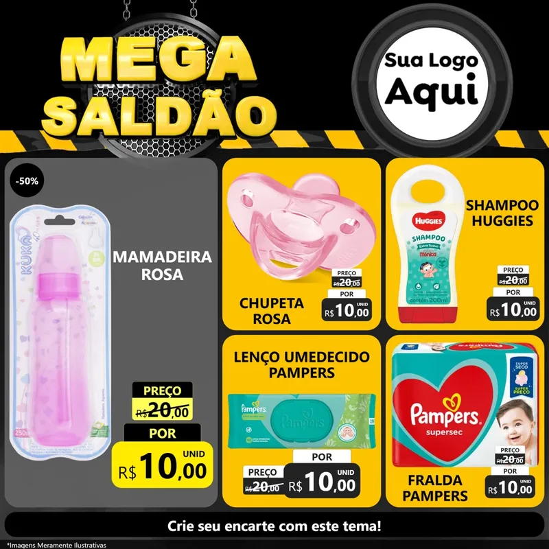 Modelo de Rede Social para Feed Facebook com o tema Mega Saldão para Bebês