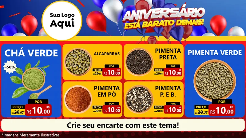 Modelo de TV para TV Horizontal com o tema Aniversário para Produtos Naturais