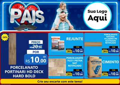 Modelo de Encarte para Encarte A4 Horizontal com o tema Mês Dos Pais para Pisos e revestimentos