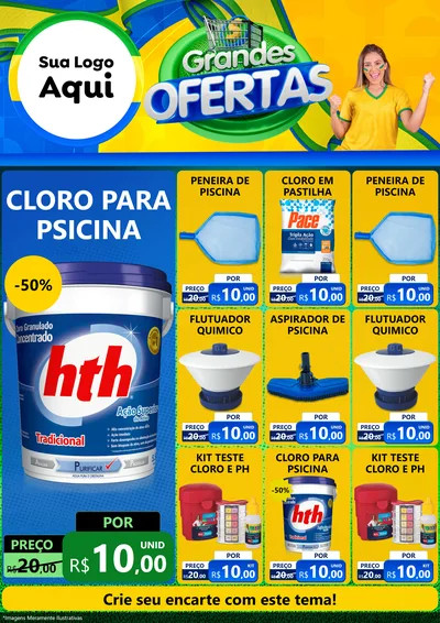 Modelo de Encarte para Encarte A4 Vertical com o tema Grandes Ofertas para Produtos para Piscina