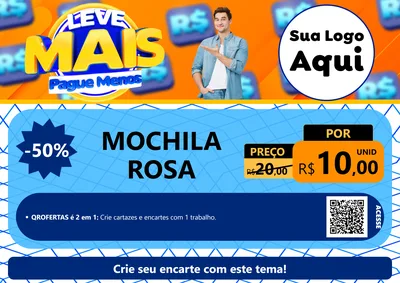 Modelo de Cartaz para Cartaz A4 Horizontal com o tema Leve Mais, Pague Menos para Papelaria