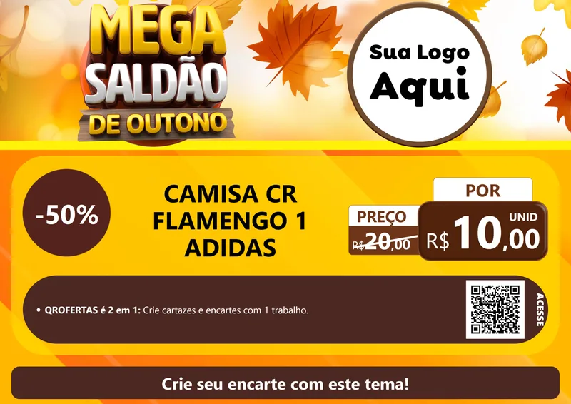 Modelo de Cartaz para Cartaz A4 Horizontal com o tema Mega Saldão de Outono para Roupas e acessórios