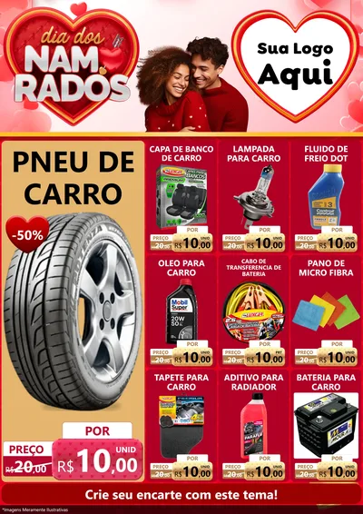 Modelo de Encarte para Encarte A4 Vertical com o tema Dia dos Namorados para Auto peças