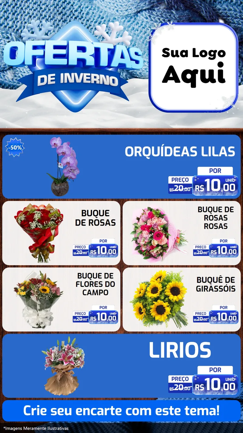 Modelo de TV para TV Vertical com o tema Ofertas de Inverno para Floricultura e jardim