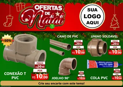 Modelo de Encarte para Encarte A4 Horizontal com o tema Ofertas de Natal para Tubos e conexões