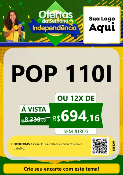 Modelo de Cartaz para Cartaz A4 Vertical com o tema Ofertas da Semana da Independência para Concessionaria de Motos