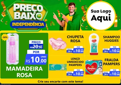 Modelo de Encarte para Encarte A4 Horizontal com o tema Preço Baixo de Independência para Bebês