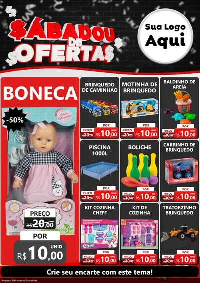 Modelo de Encarte para Encarte A4 Vertical com o tema Sabadou de Ofertas para Brinquedos