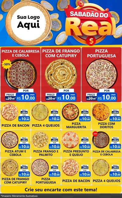 Modelo de Encarte para Encarte Grande com o tema Sabadão do Real para Pizzaria