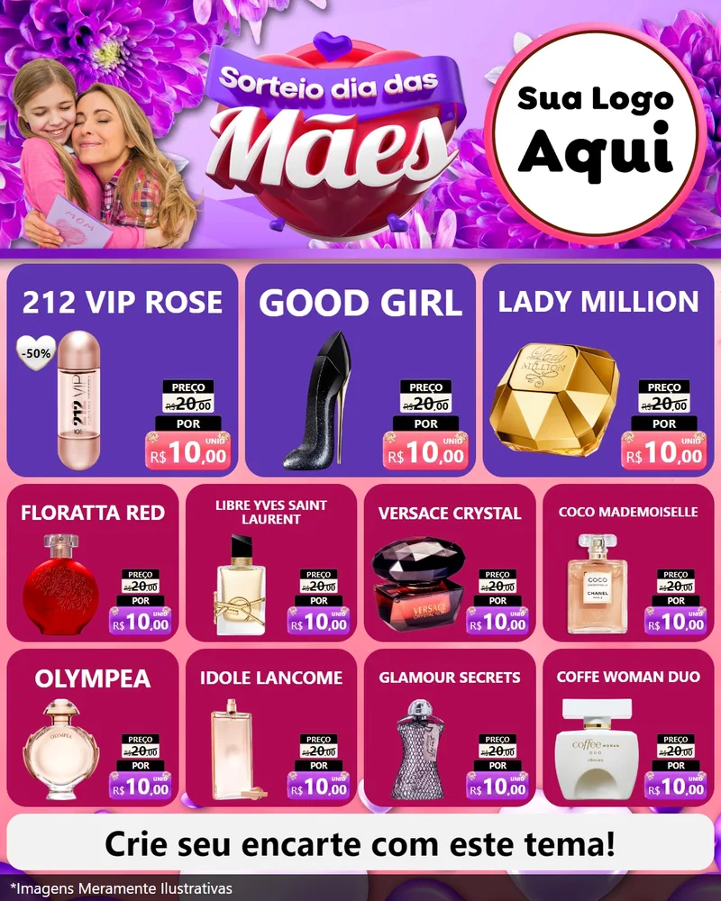 Modelo de Rede Social para Feed Instagram com o tema Sorteio Dia das Mães para Perfumes