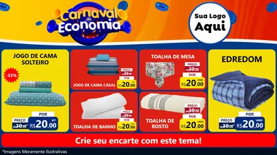 Modelo de TV para TV Horizontal com o tema Carnaval da Economia para Cama, Mesa e Banho