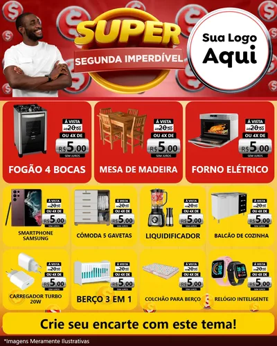 Modelo de Rede Social para Feed Instagram com o tema Super Segunda Imperdível para Móveis e Eletro