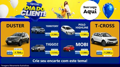 Modelo de TV para TV Horizontal com o tema Especial Dia do Cliente para Concessionaria de Carros