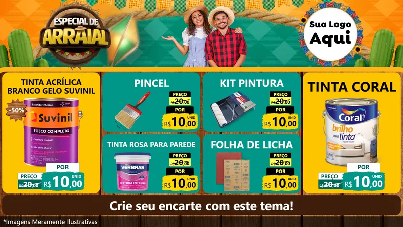 Modelo de TV para TV Horizontal com o tema Especial De Arraial para Tintas e Ferramentas