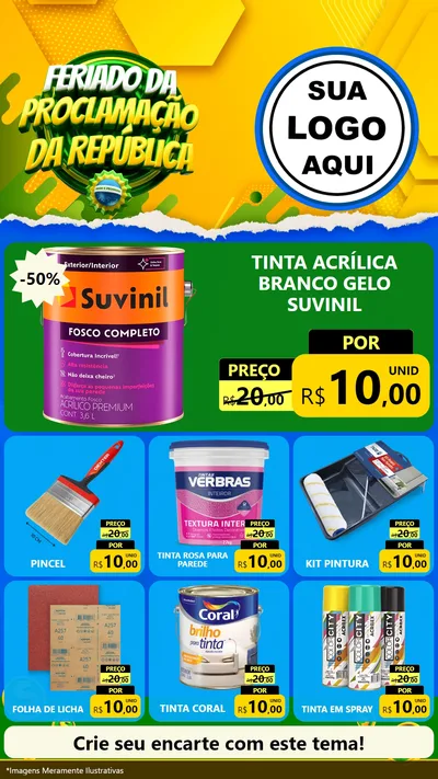 Modelo de Rede Social para Stories com o tema Feriado da Proclamação da República para Tintas e Ferramentas