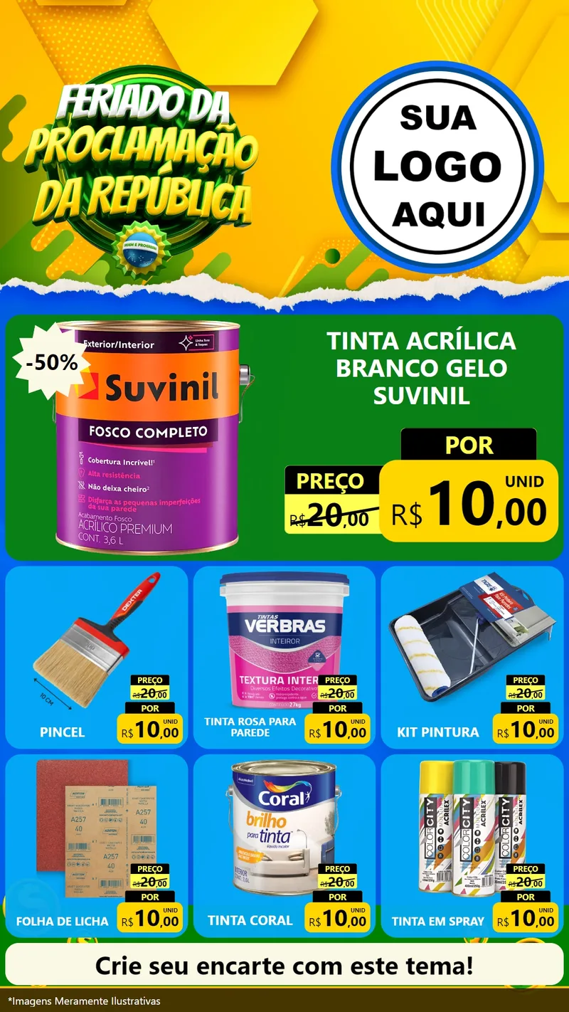 Modelo de Rede Social para Stories com o tema Feriado da Proclamação da República para Tintas e Ferramentas