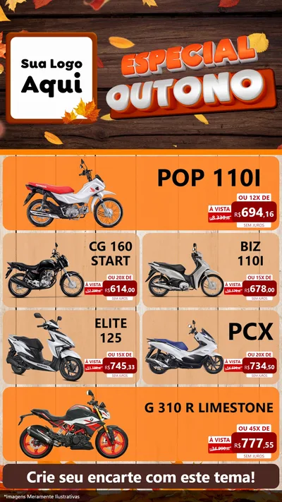 Modelo de TV para TV Vertical com o tema Especial Outono para Concessionaria de Motos