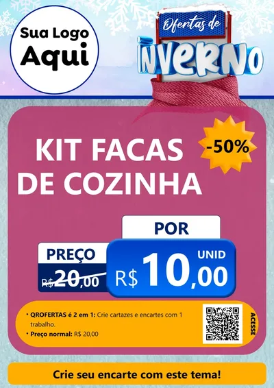Modelo de Cartaz para Cartaz A4 Vertical com o tema Ofertas de Inverno para Utilidades Domésticas