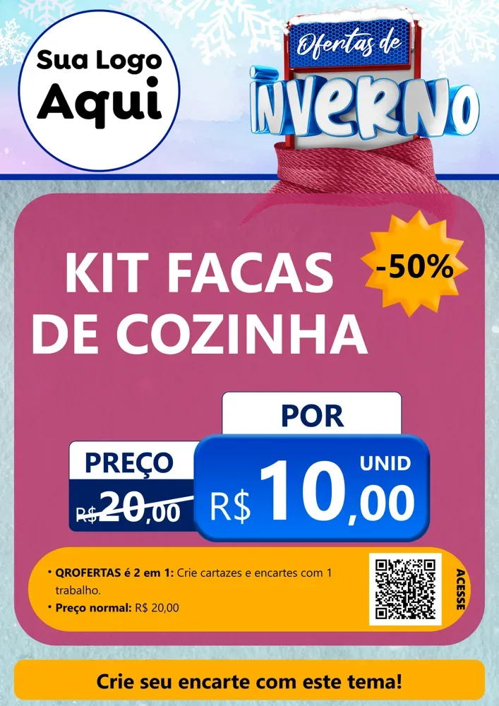 Modelo de Cartaz para Cartaz A4 Vertical com o tema Ofertas de Inverno para Utilidades Domésticas