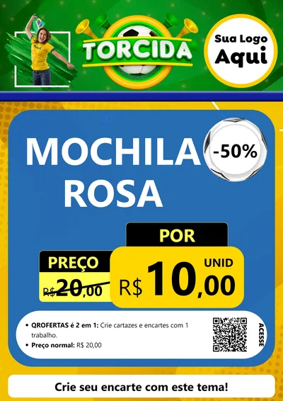 Modelo de Cartaz para Cartaz A4 Vertical com o tema Torcida para Papelaria