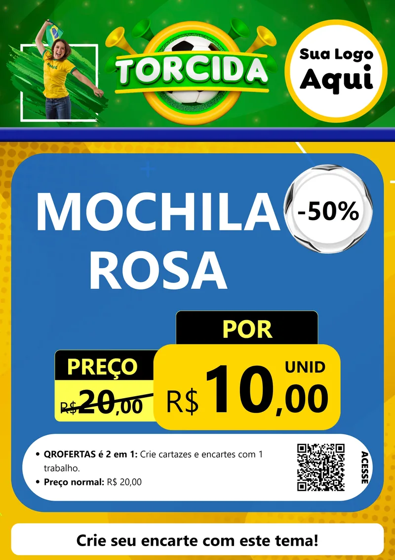Modelo de Cartaz para Cartaz A4 Vertical com o tema Torcida para Papelaria