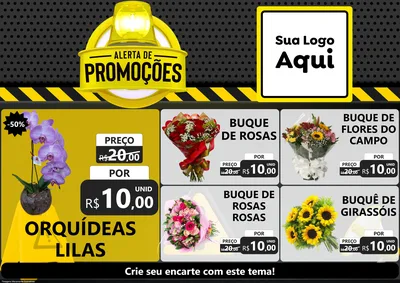 Modelo de Encarte para Encarte A4 Horizontal com o tema Alerta de Promoções para Floricultura e jardim