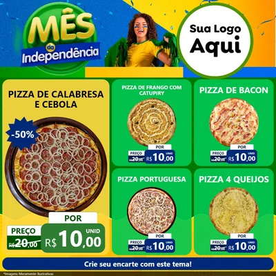 Modelo de Rede Social para Feed Facebook com o tema Mês da Independência para Pizzaria