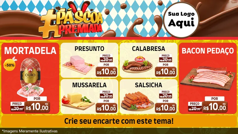 Modelo de TV para TV Horizontal com o tema Páscoa Premiada para Frios e Laticínios