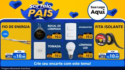 Modelo de TV para TV Horizontal com o tema Sorteio Dia dos Pais para Materiais Elétricos
