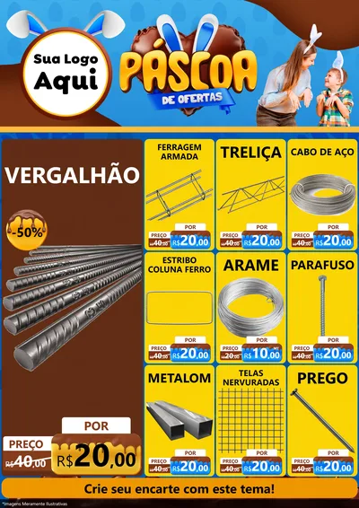 Modelo de Encarte para Encarte A4 Vertical com o tema Páscoa de Ofertas para Ferragens