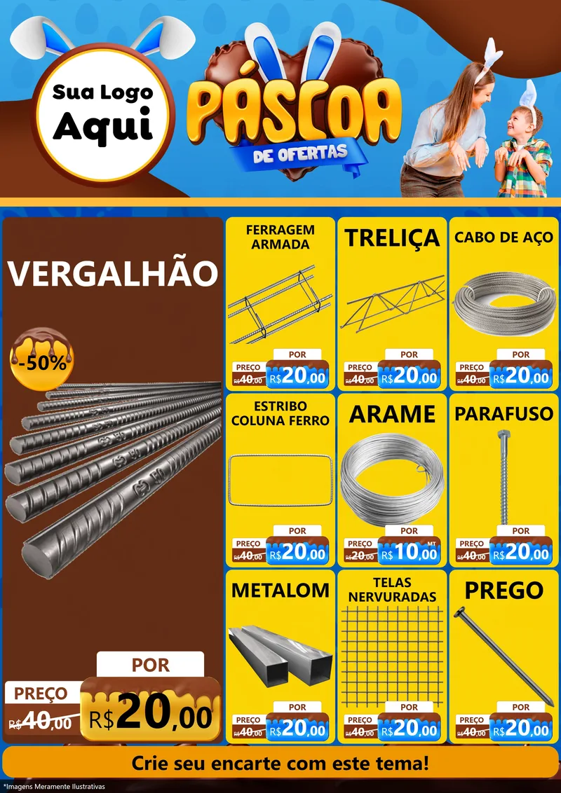 Modelo de Encarte para Encarte A4 Vertical com o tema Páscoa de Ofertas para Ferragens