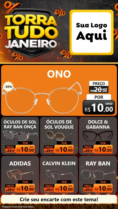Modelo de Rede Social para Stories com o tema Torra Tudo Janeiro para Óticas