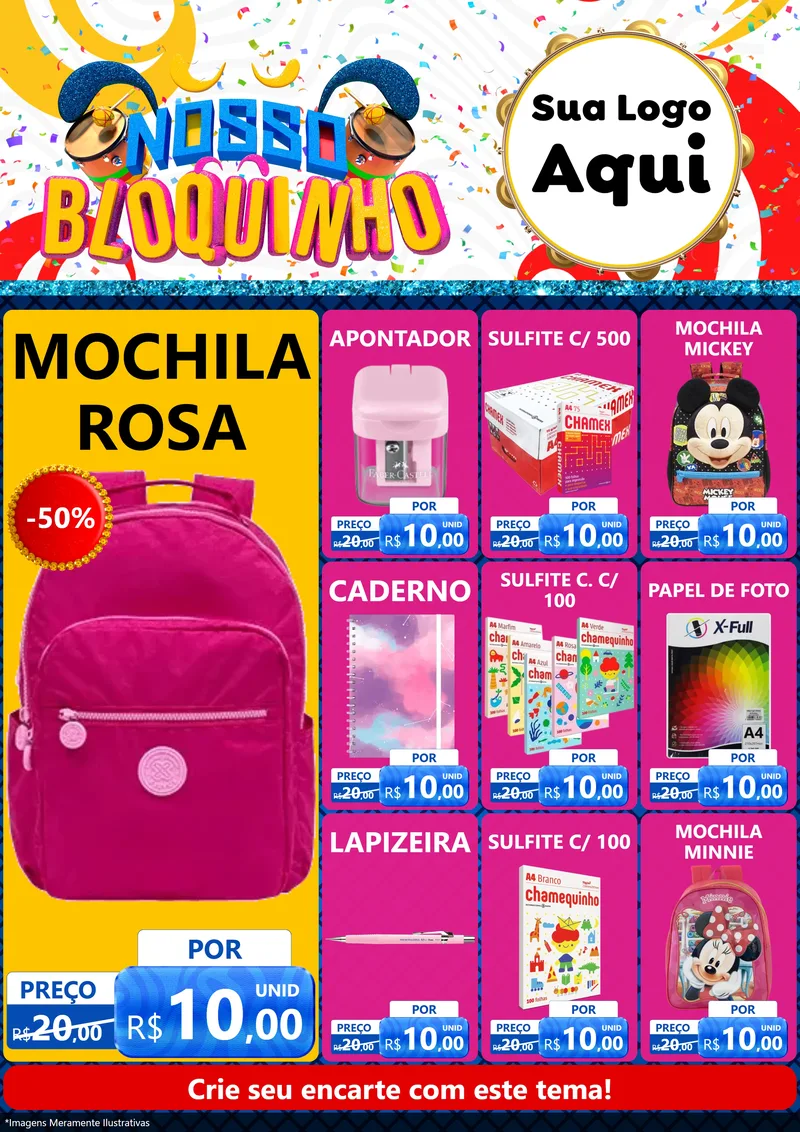 Modelo de Encarte para Encarte A4 Vertical com o tema Nosso Bloquinho para Papelaria