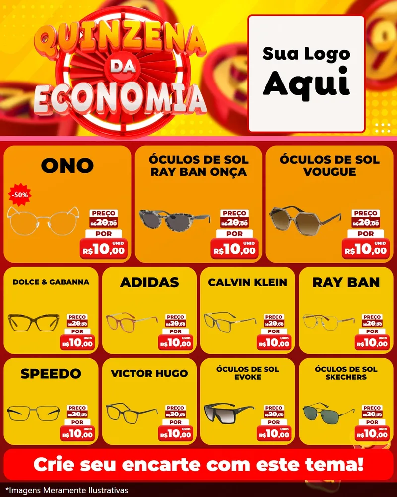 Modelo de Rede Social para Feed Instagram com o tema Quinzena Da Economia para Óticas