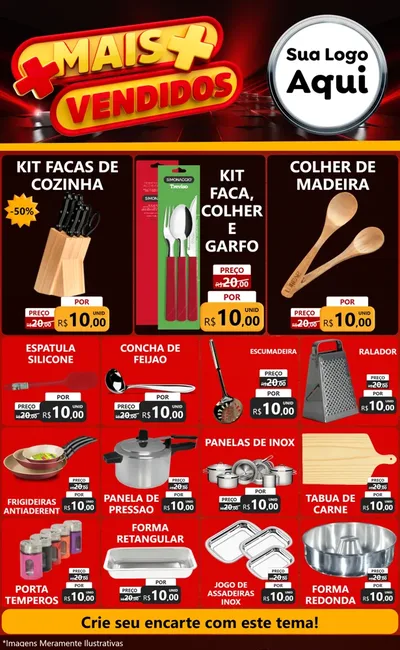 Modelo de Encarte para Encarte Grande com o tema Mais Vendidos para Utilidades Domésticas