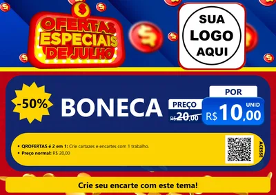 Modelo de Cartaz para Cartaz A4 Horizontal com o tema Ofertas Especiais de Julho para Brinquedos