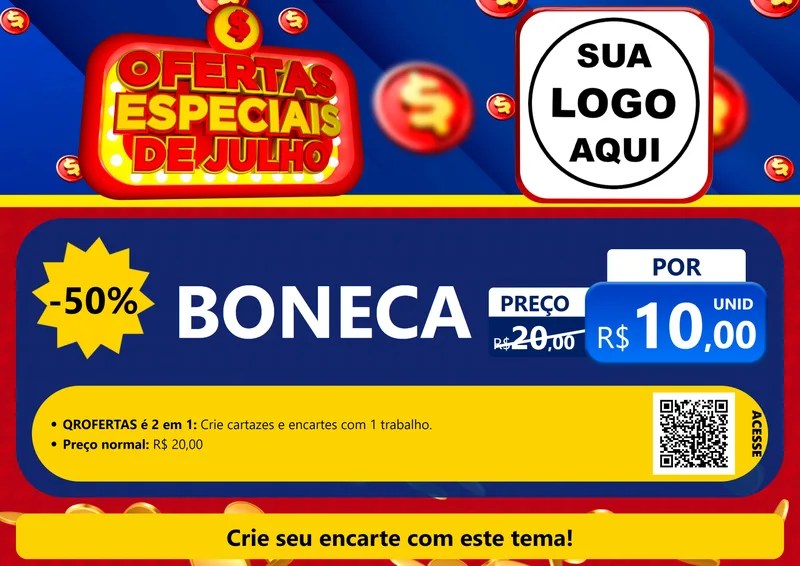 Modelo de Cartaz para Cartaz A4 Horizontal com o tema Ofertas Especiais de Julho para Brinquedos