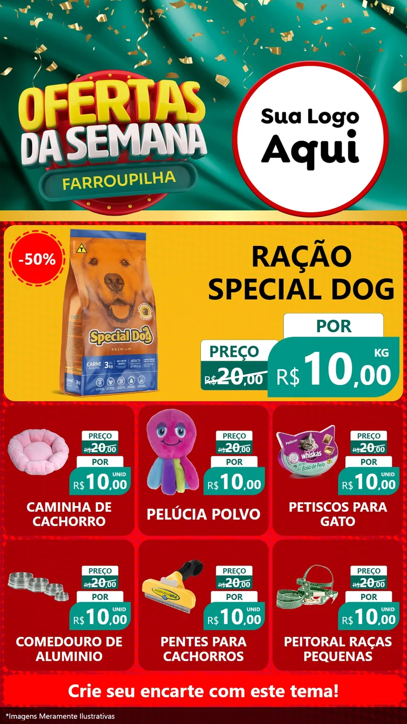 Modelo de Rede Social para Stories com o tema Ofertas da Semana Farroupilha para Pet Shop