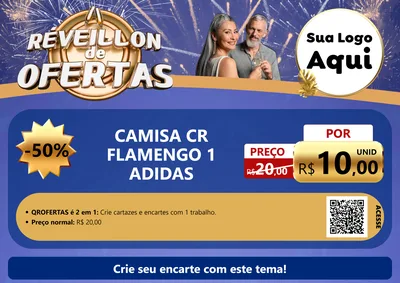 Modelo de Cartaz para Cartaz A4 Horizontal com o tema Réveillon de Ofertas para Roupas e acessórios
